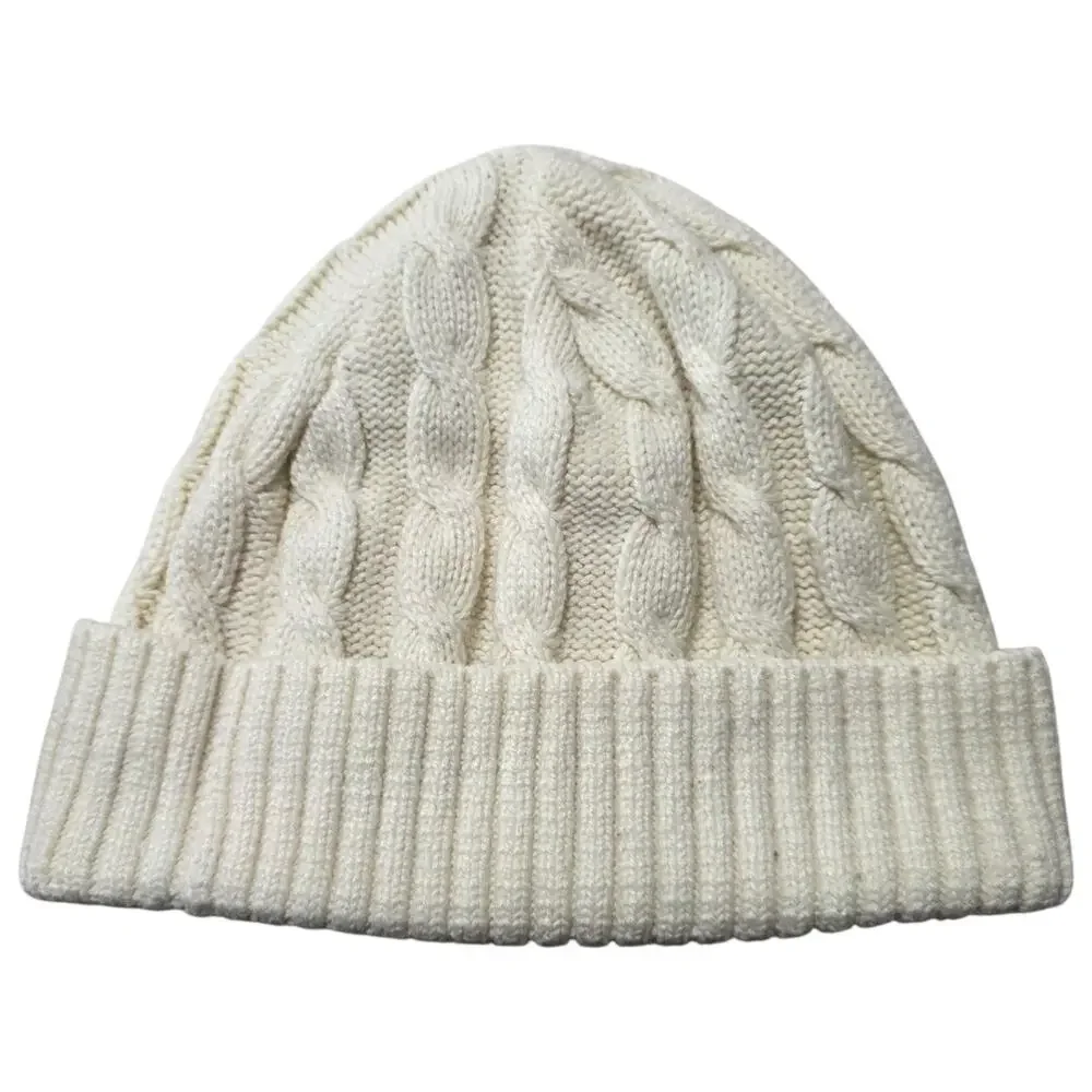 Carhartt Kids Cable Knit Beanie Hat Ivory Cream Cuffed Embroidered Logo Youth